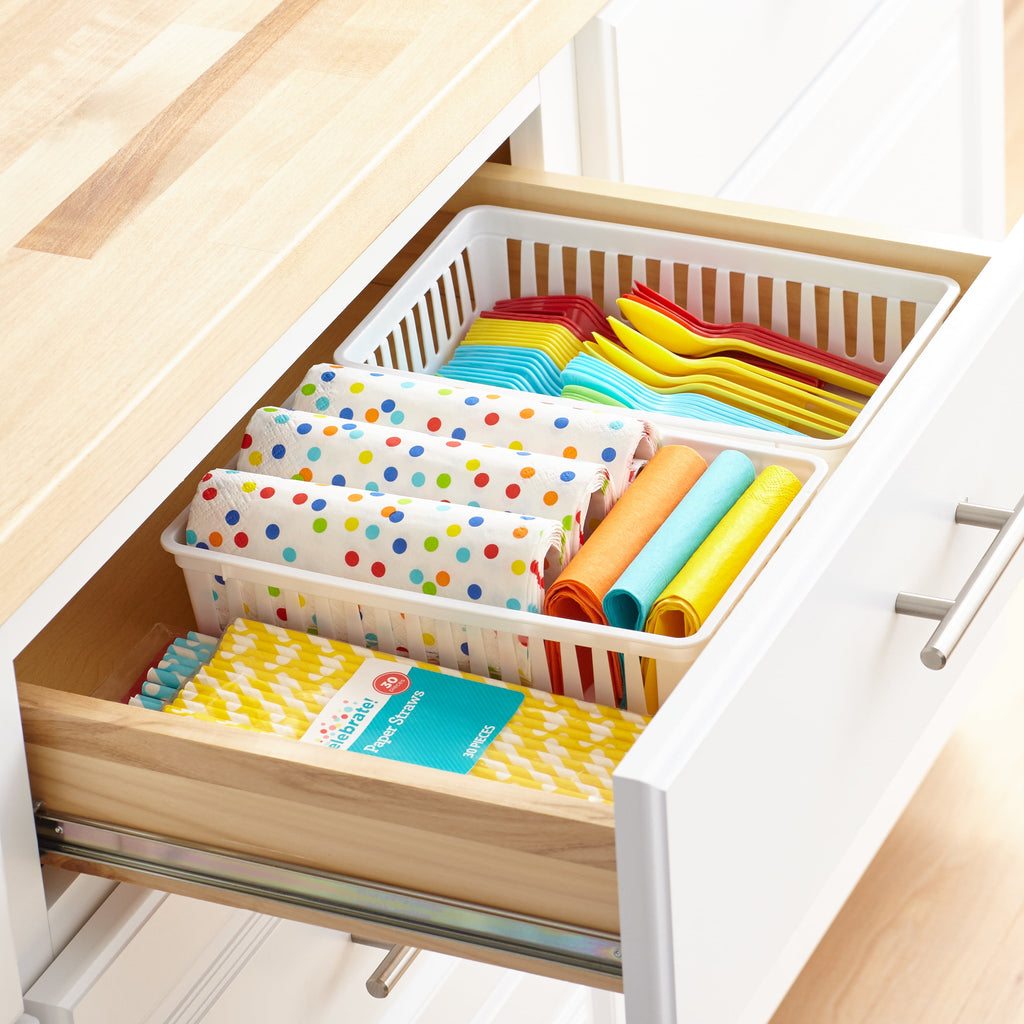 Mainstays 2-Pack Plastic Drawer Organizer Storage Bin Set, Mini Drawer Storage Containers for Kitchen Drawer, Desk Drawer and Bathroom Drawe - Image 5