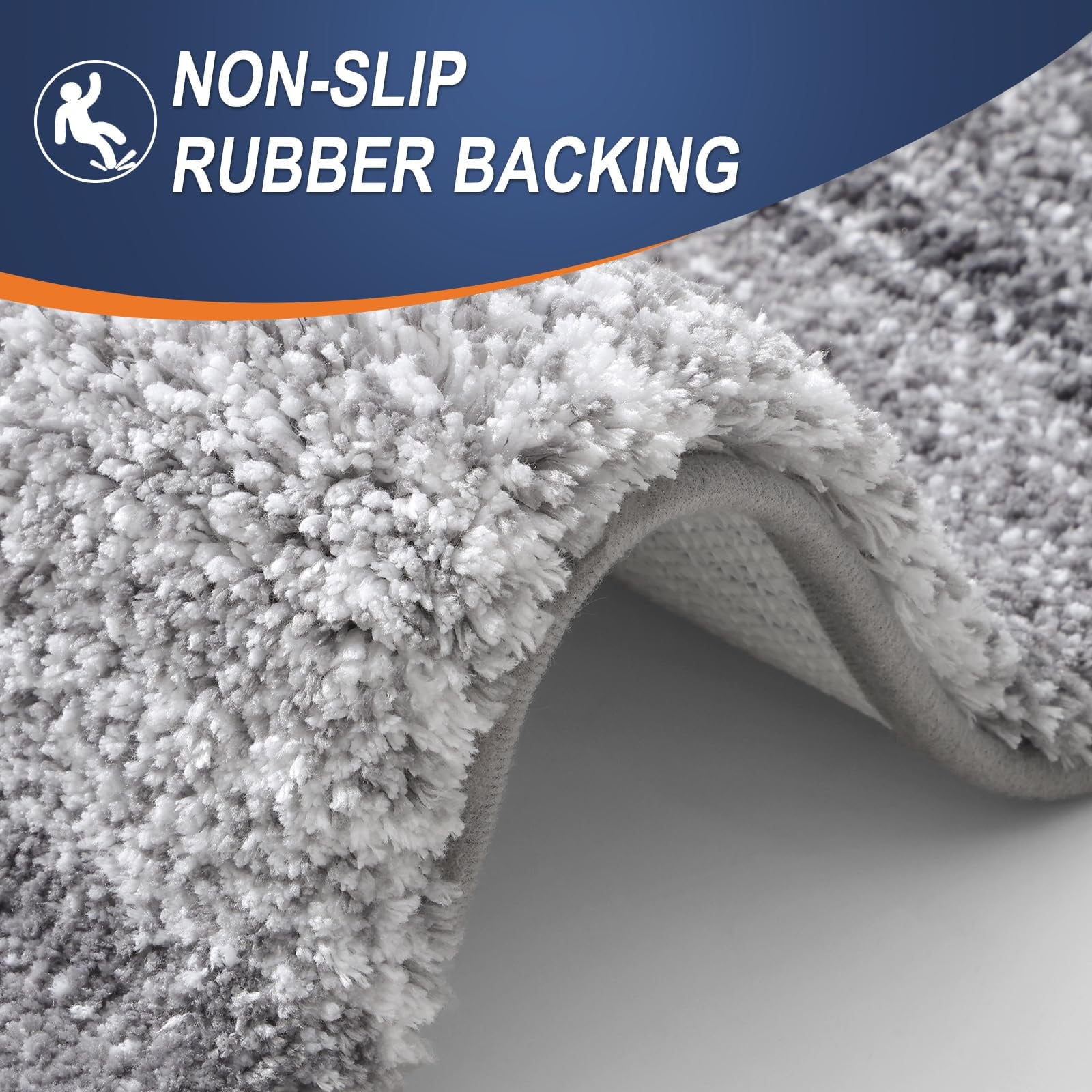 Buganda Bathroom Rugs Sets 2 Pieces, Soft Absorbent Microfiber Bath Mats, Non-Slip Machine Washable Bath Carpets (30"x20"+24"x16", Grey) - Image 5