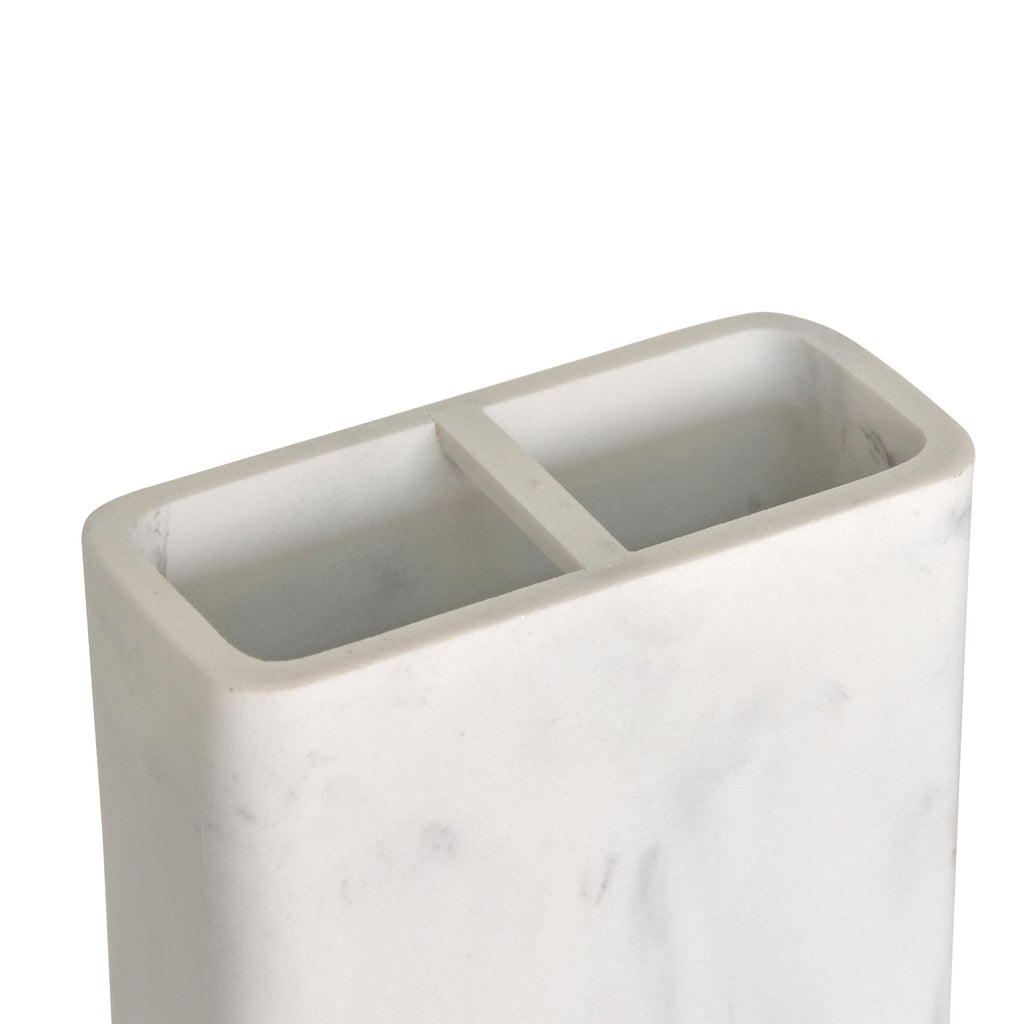 Faux Marble Toothbrush Holder, White - Image 4