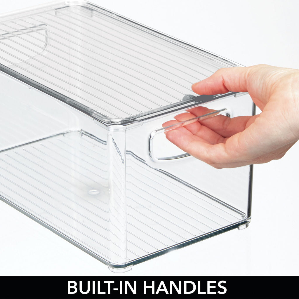 Plastic Bathroom Storage Box, Lid, Built-In Handles, 2 Pack, Clear - Image 6