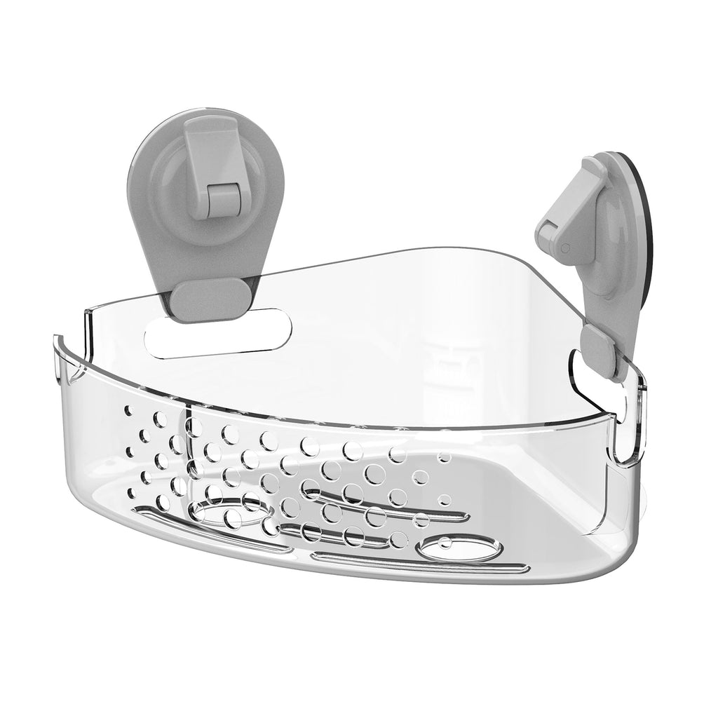 Mainstays Clear Wall-Mounted Corner Suction Bath Basket, Easy to Install, No Tools - Image 2