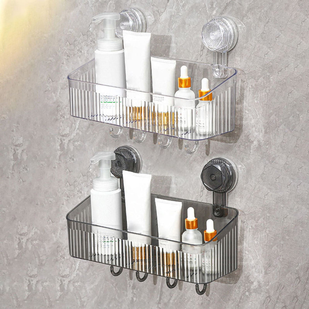 Clear Shower Caddy Suction Cup Plastic Shower Basket Organizer No Drilling Removable Shower Shelf for Bathroom Storag... - Image 5