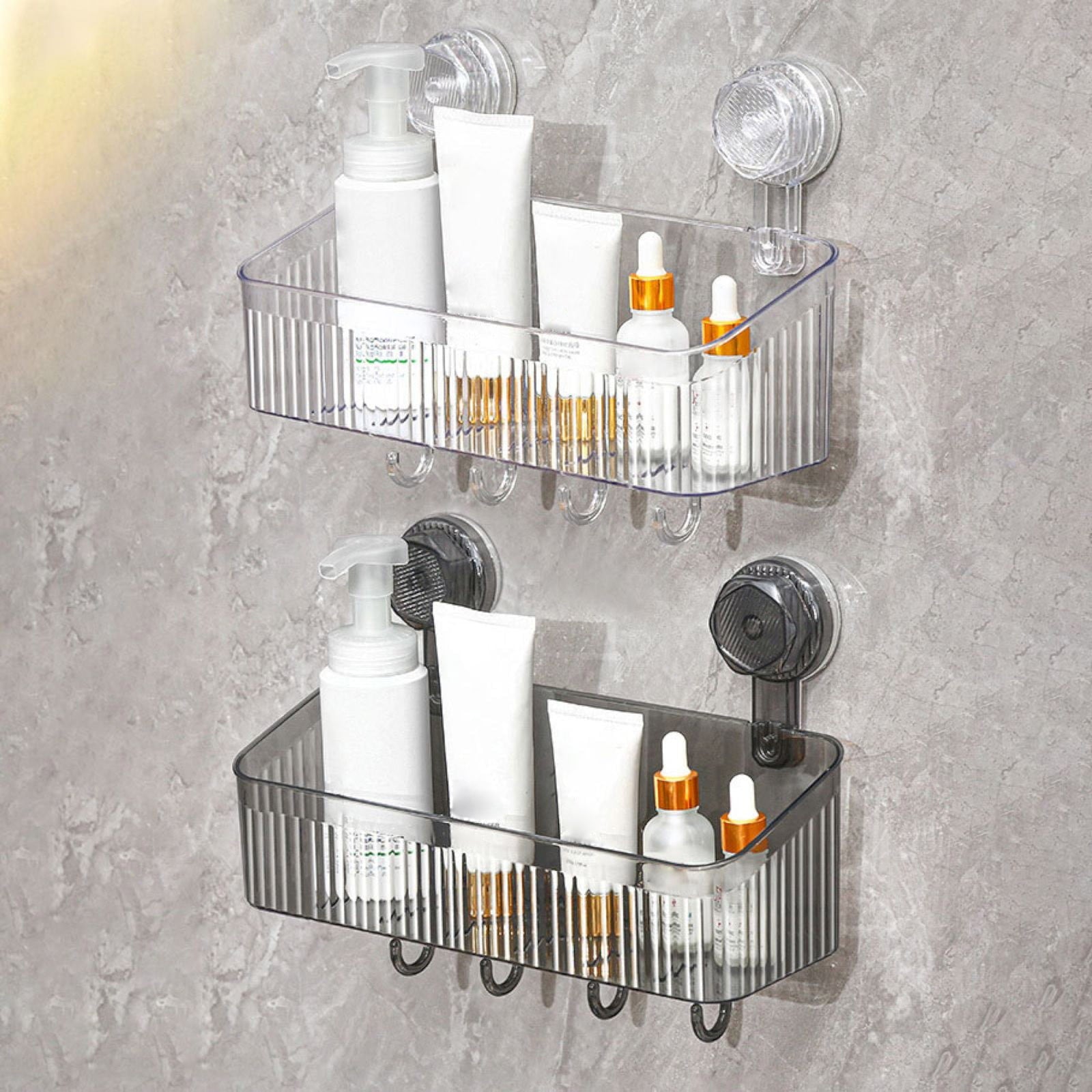 Clear Shower Caddy Suction Cup Plastic Shower Basket Organizer No Drilling Removable Shower Shelf for Bathroom Storag... - Image 5