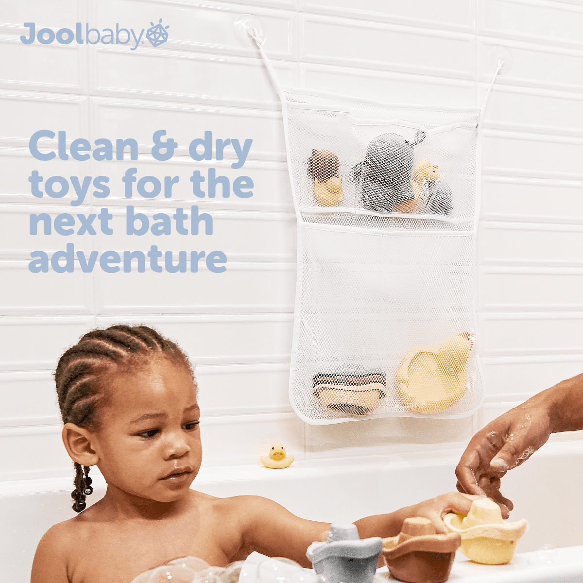Tub Time Bath Organizer Mesh Storage Bag with Suction Cups - Image 3