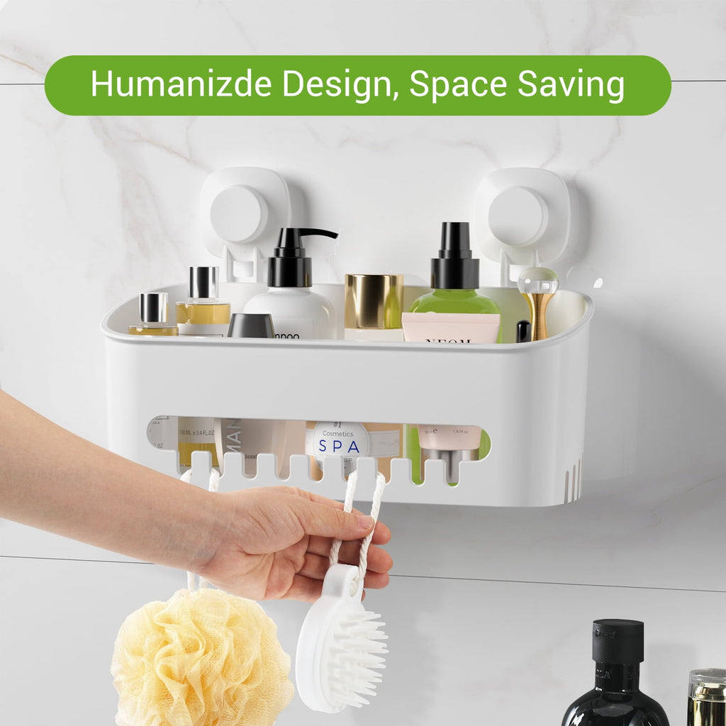 Cup Shower Caddy, No-Drill Removable Shower Organizer with Hook Slots, 22 lbs Heavy Duty Shower Storage, Waterproof S... - Image 3