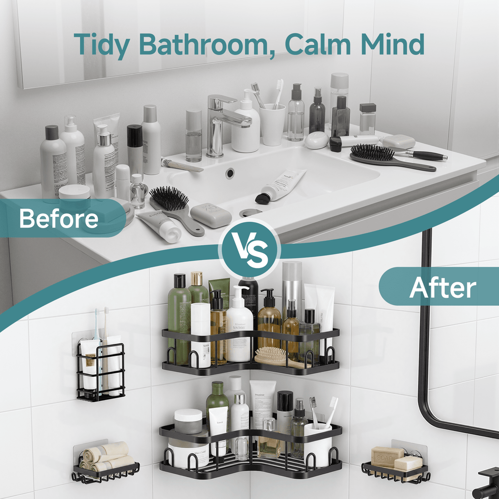 Shower Caddy 3 Pack, Large Capacity with Soap Holder, No Drilling Wall-Mounted Shower Shelves, Rustproof Bathroom Org... - Image 6