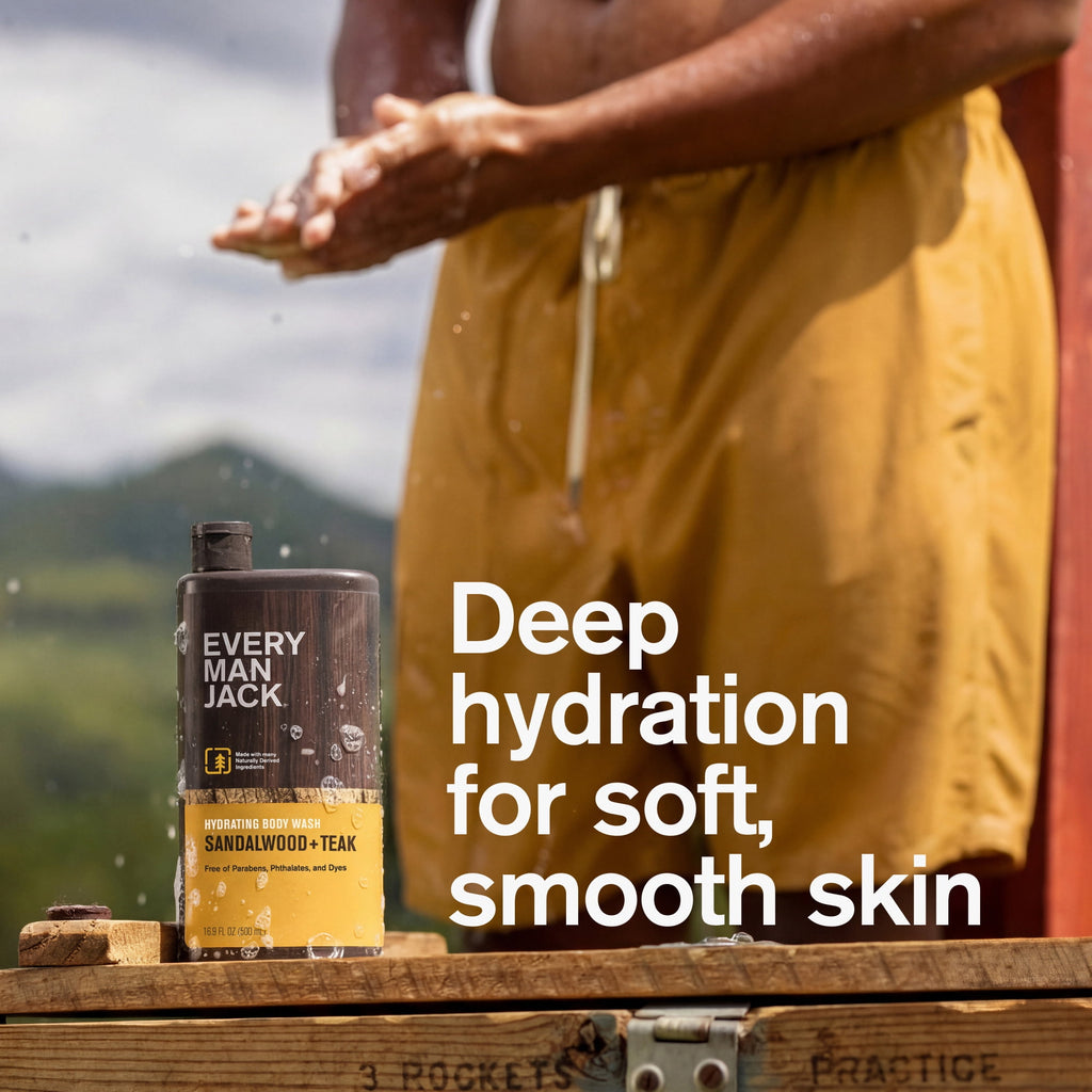 Every Man Jack Sandalwood Teak Hydrating Body Wash for Men, Naturally Derived, 16.9 fl. oz - Image 4
