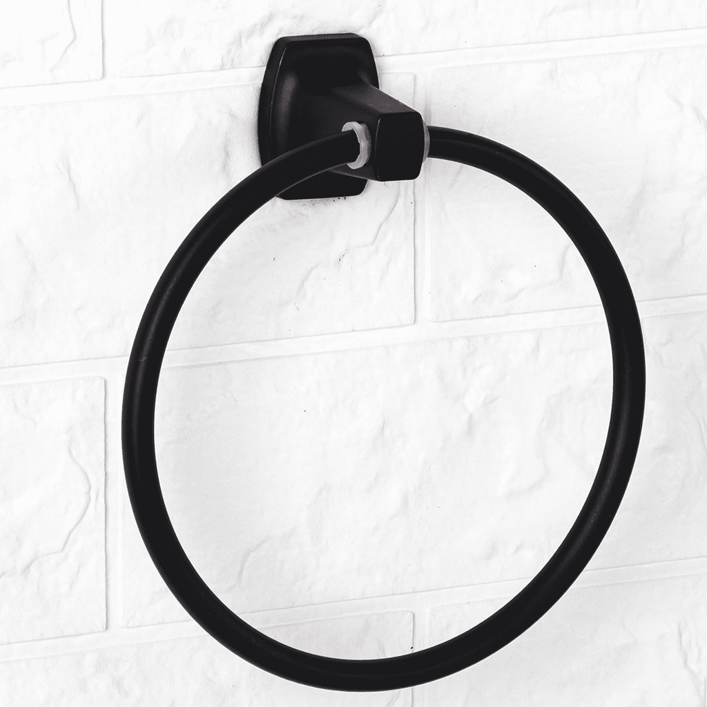 Black Steel Wall Mount Towel Ring - Image 3