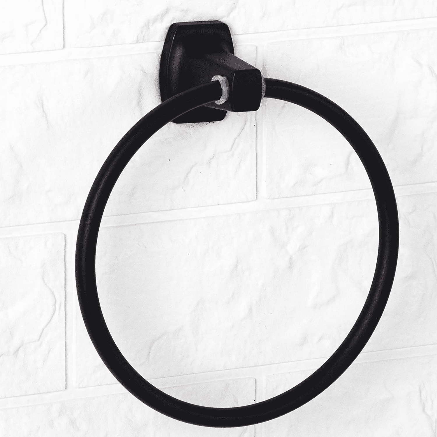 Black Steel Wall Mount Towel Ring - Image 3