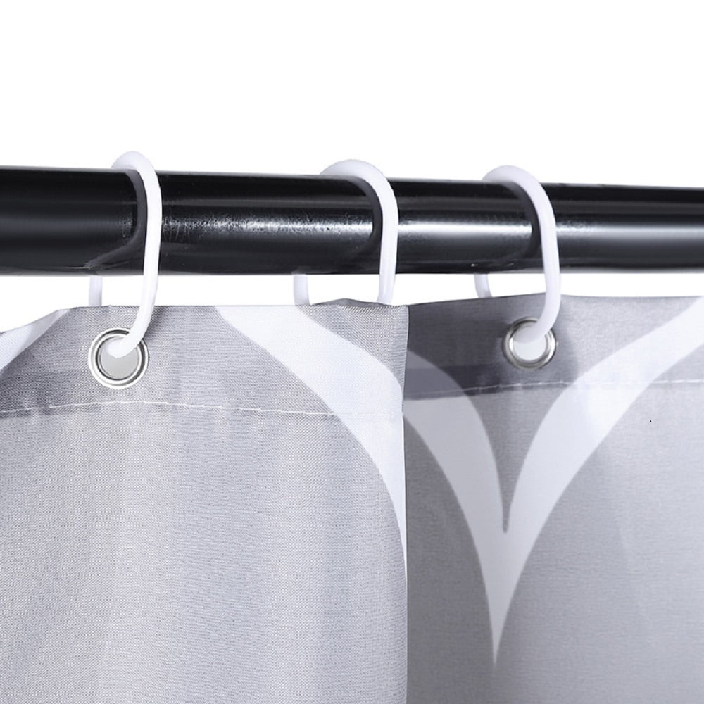 Shower Curtain with 12 Hooks, Gray Fabric Bathroom Curtain Set, Weighted Hem, Mildew Resistant, 72" x 72" - Image 6