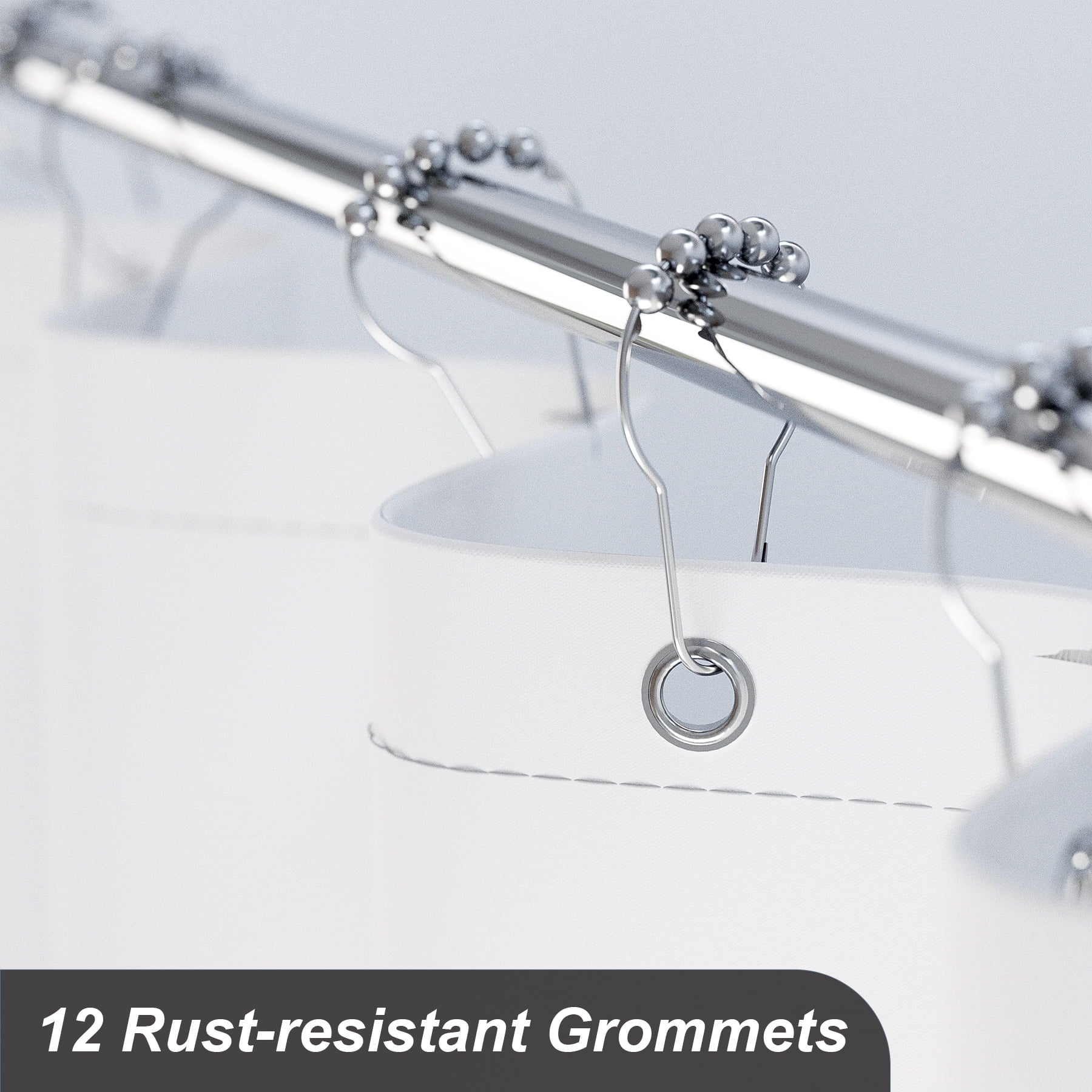 AmazerBath Shower Curtain, Gradual Black Fabric Shower Curtain Set with 12 Shower Curtain Hooks, Farmhouse Cloth Black and White Shower Curt - Image 4