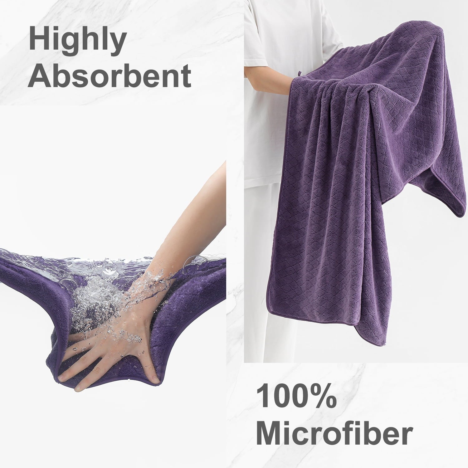 Smuge 18 pcs Bath Towel Sets, Include 6 Bath Sheet Towels, 6 Hand Towels, 6 Washcloths, Soft Microfiber Highly Absorbent Shower Towel for Ba - Image 6