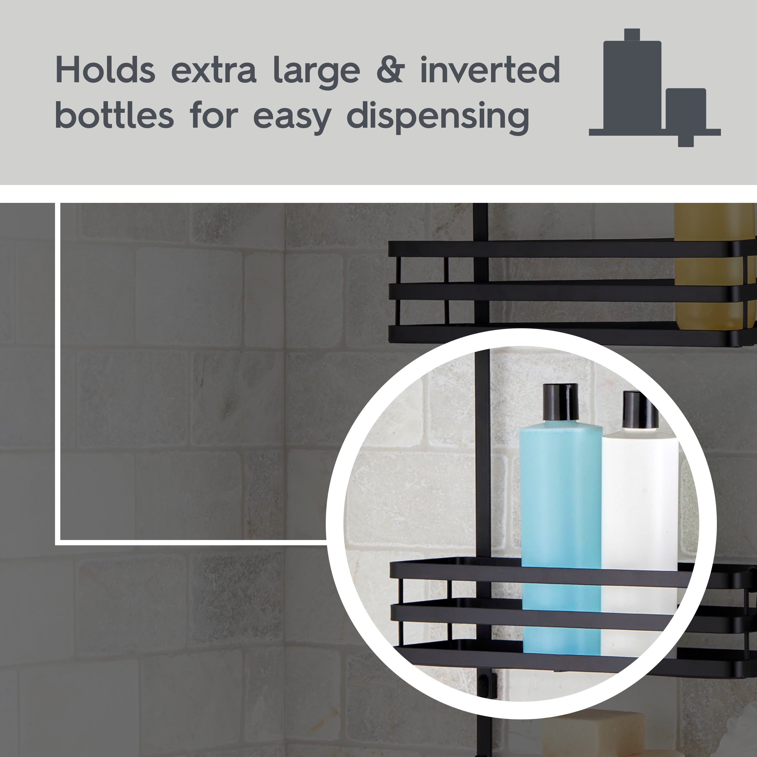 Shower Caddy with 3 Shelves Black Bathroom Organizer - Image 5