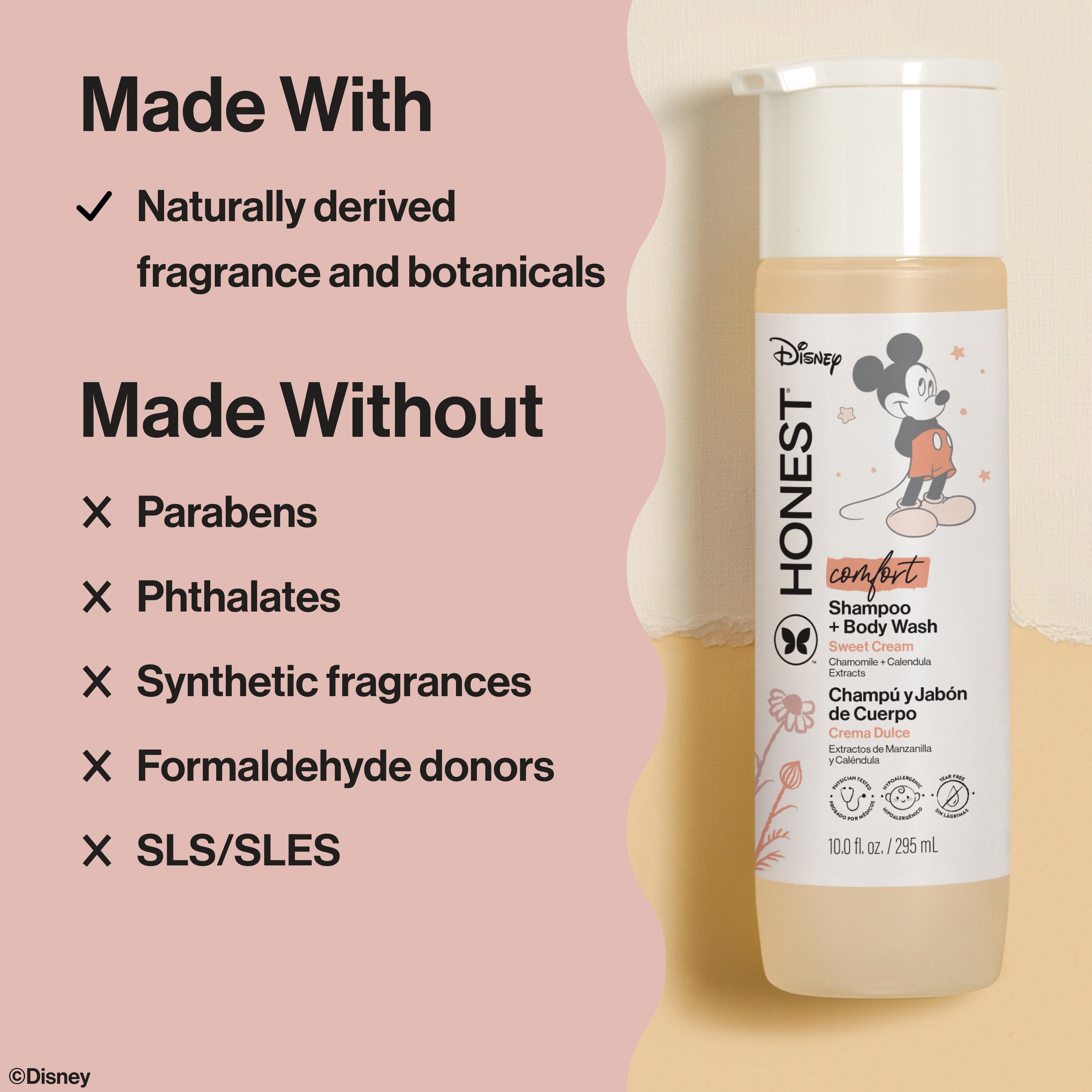 The Honest Company 2-in-1 Cleansing Shampoo + Body Wash, Disney’s Mickey Mouse Comfort Sweet Cream, 10 fl oz - Image 2