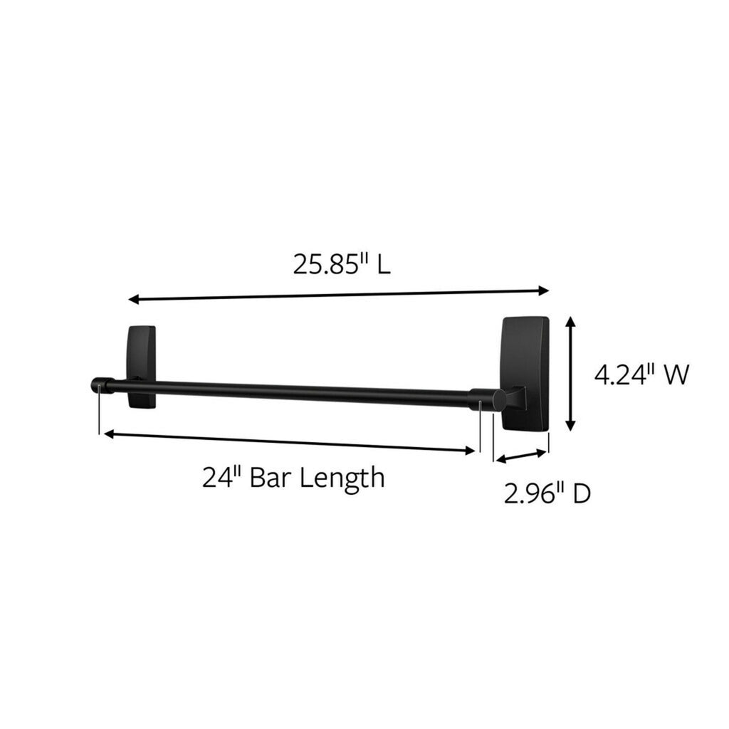 Black Towel Bar, Holds 10 lbs, 2 Large Strips - Image 2