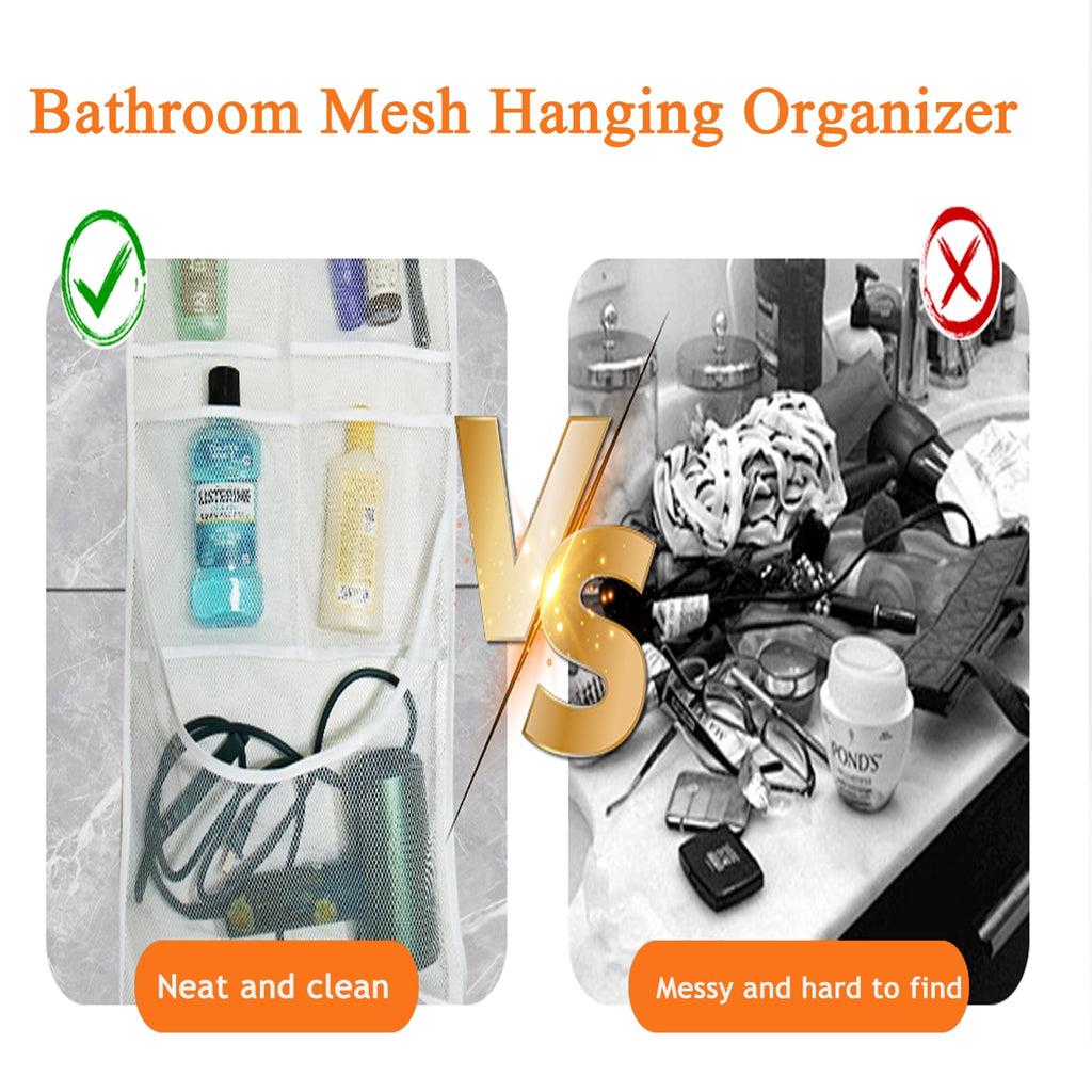 EMLTHORY 2Ppack Mesh Shower Caddy Hanging Organizer,Shower Curtain Liner Pockets Hanging Shower Organizer with Pockets Quick Dry Cruise RV C - Image 4