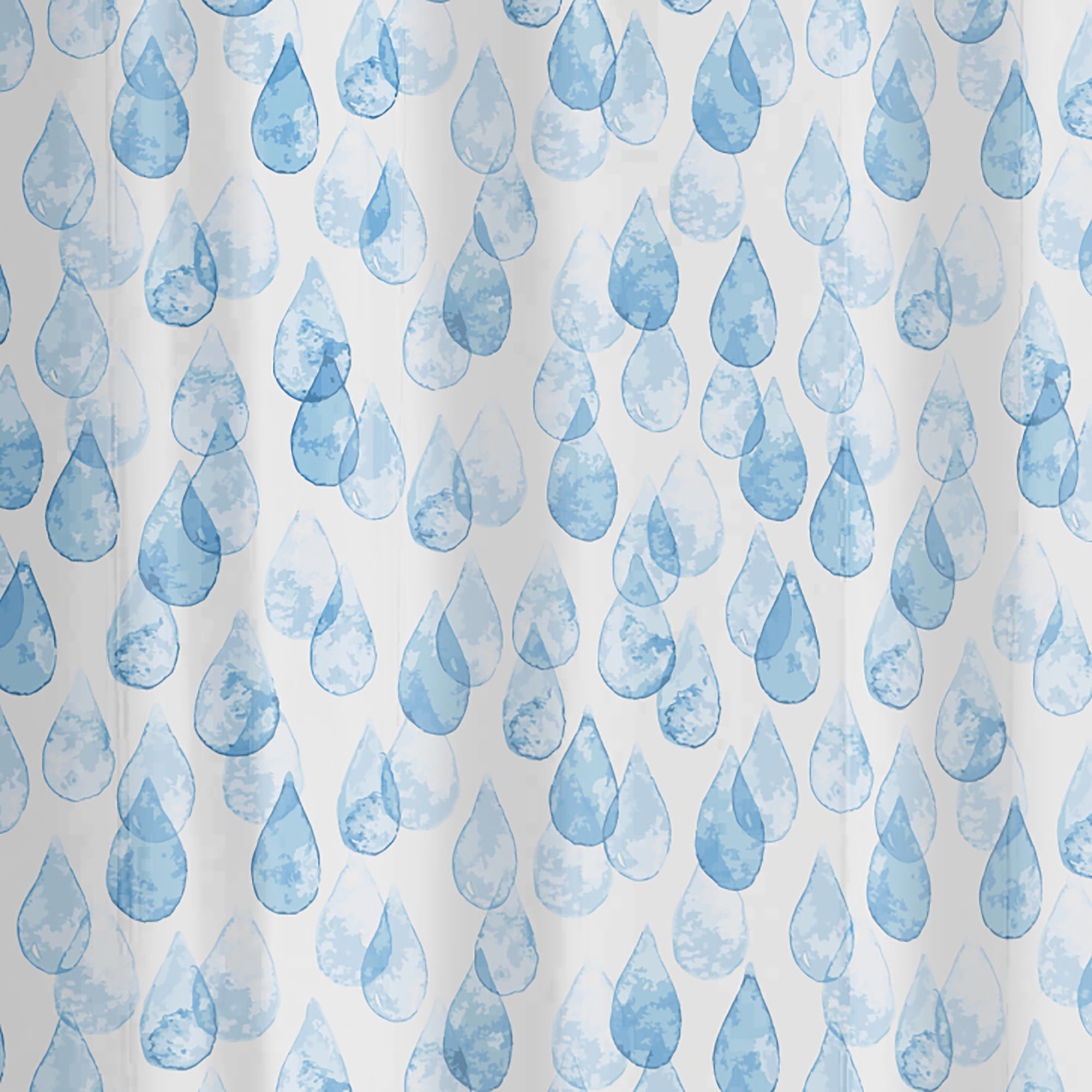 Mainstays Eco-friendly Water Drops Waterproof Recycled PEVA Shower Curtain Set with 12 Hooks, Blue - Image 3
