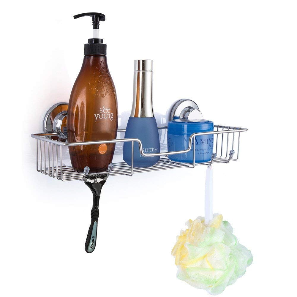 Cup Shower Caddy with Hooks,Powerful Cup Bathroom Shower Caddies,Bath Shelf Storage Combo Organizer Basket set of 2 - Image 2