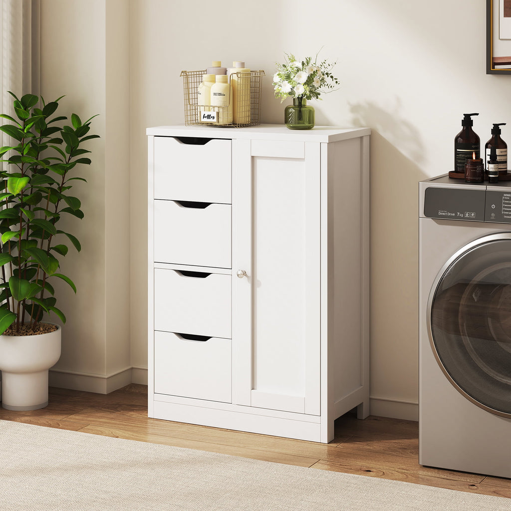 Bathroom Floor Cabinet Storage Organizer Freestanding Wooden Cupboard with Door Drawers Adjustable Shelf for Small Sp... - Image 6