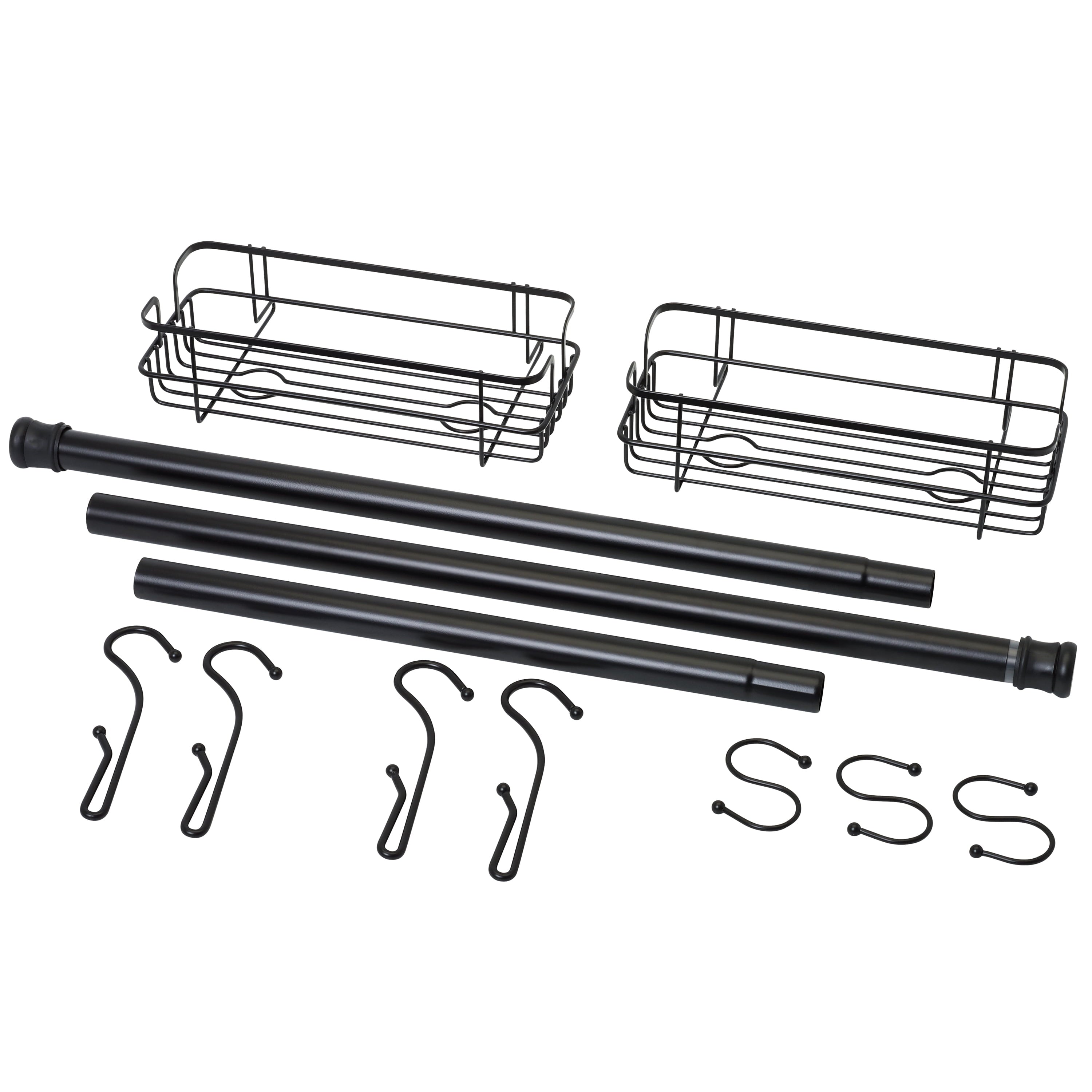 Steel Shower Caddy or Organizer for Bath, Pantry, Closet, Adjusts 26" - 76", Matte Black - Image 6