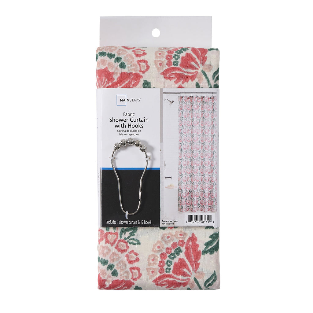 13 Piece Shower Curtain and Hook Set, 72 x 72, Coral - Image 6