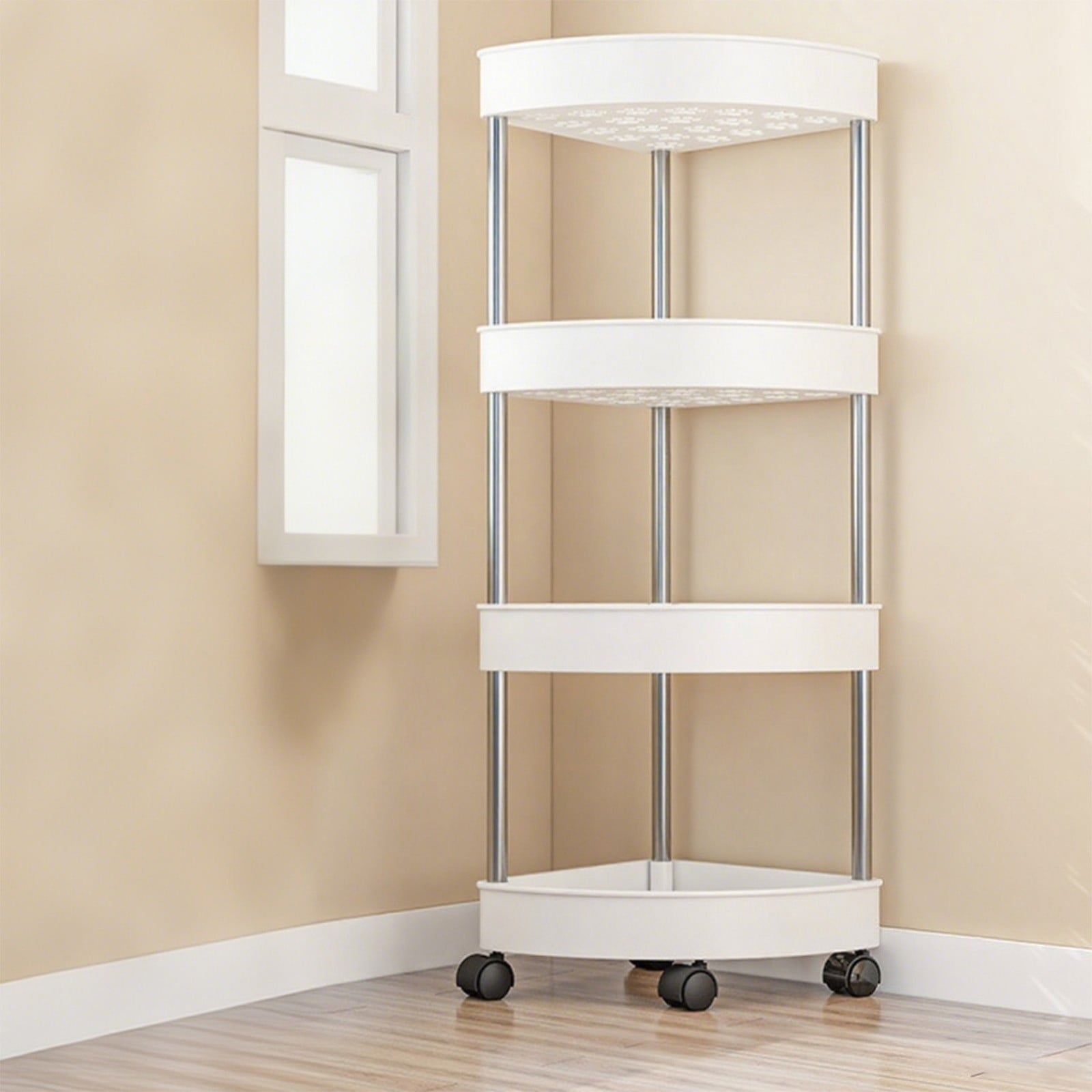 Shelf Organizer, Bathroom Shower Caddy with Detachable 4 Tiers Rolling Wheels Drainage Holes, Space-Saving Organizer ... - Image 5