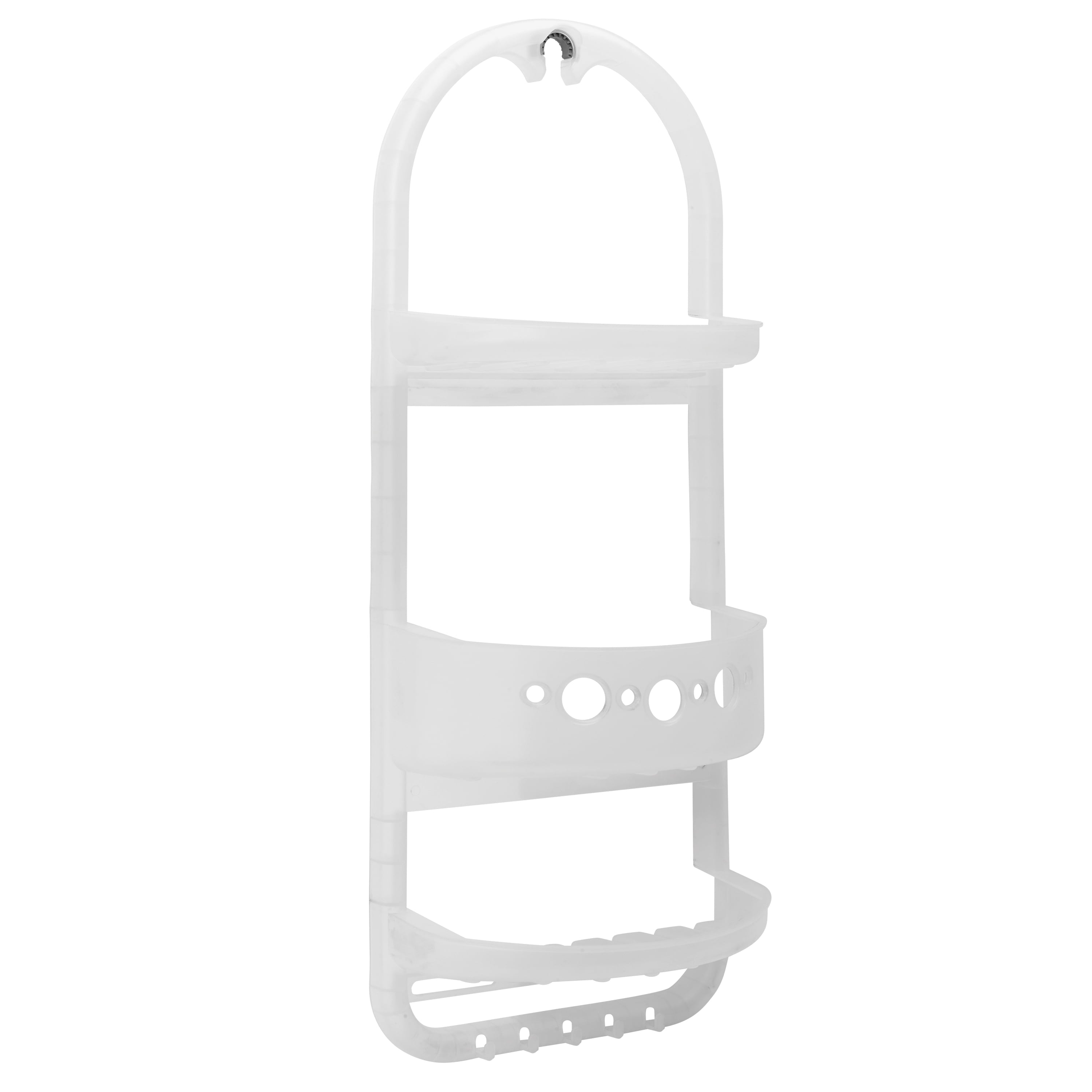 Mainstays Large Over the Shower Caddy with Shelves and Deep Basket, Heavy Duty Plastic, Frosty Finish - Image 2
