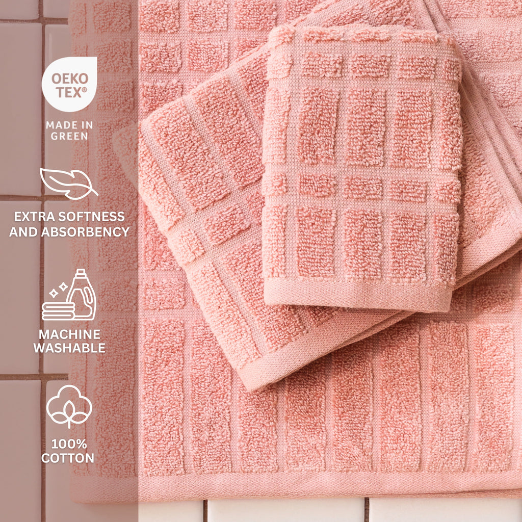 6-Piece Bath Towel Set, Super Soft Quick Dry Fade Resistant, Textured Teracotta - Image 3