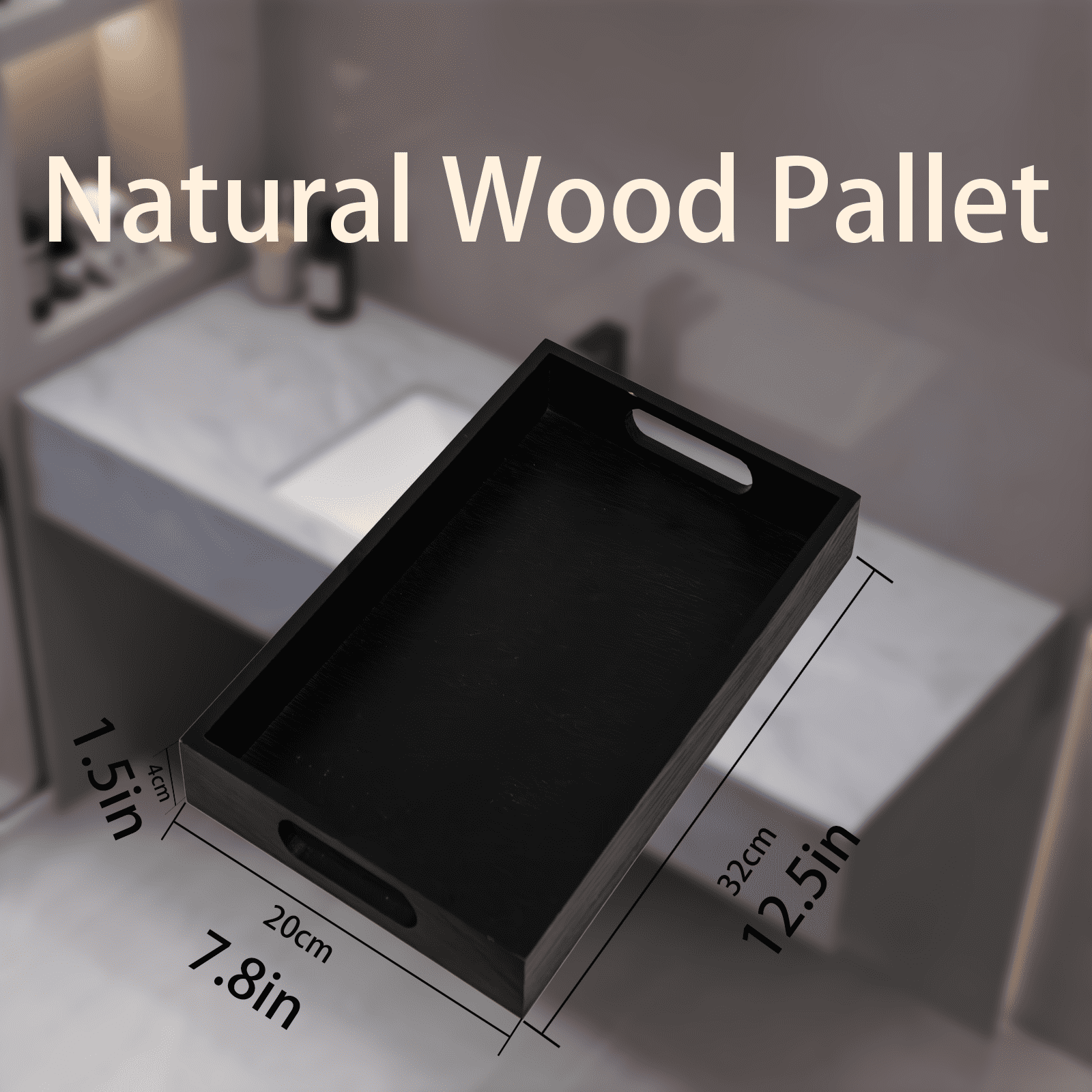 Tray, Bamboo Rectangular Bathroom Tray, 12.5*7.8 Inches Tray Suitable for Bathroom - Image 2