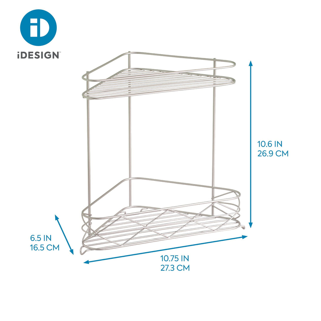 Steel Corner Bathtub Shower Storage Shelf, 10.75" x 6.5" x 10.6", Satin - Image 2