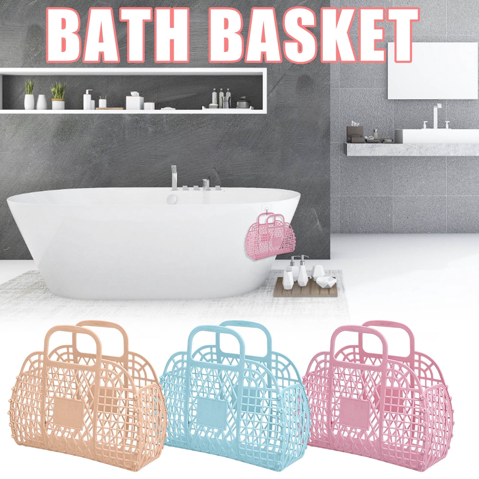 Deagia Shower Caddy on Clearance Bathroom Hollowed Out Wash Storage Basket Bath Basket Plastic Bath Basket Foldable Mesh Hand Basket Bath Ba - Image 6