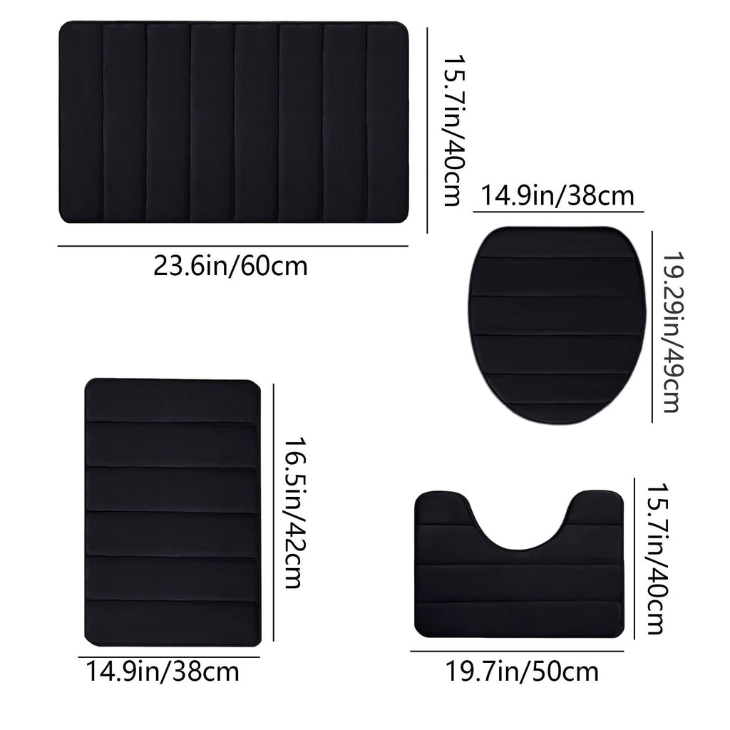 4 Piece Bathroom Rugs Bath Mat Set, Memory Foam Bath Mats for Bathroom, Bathroom Rug Set - Dries Quickly, Non-Slip,Th... - Image 3