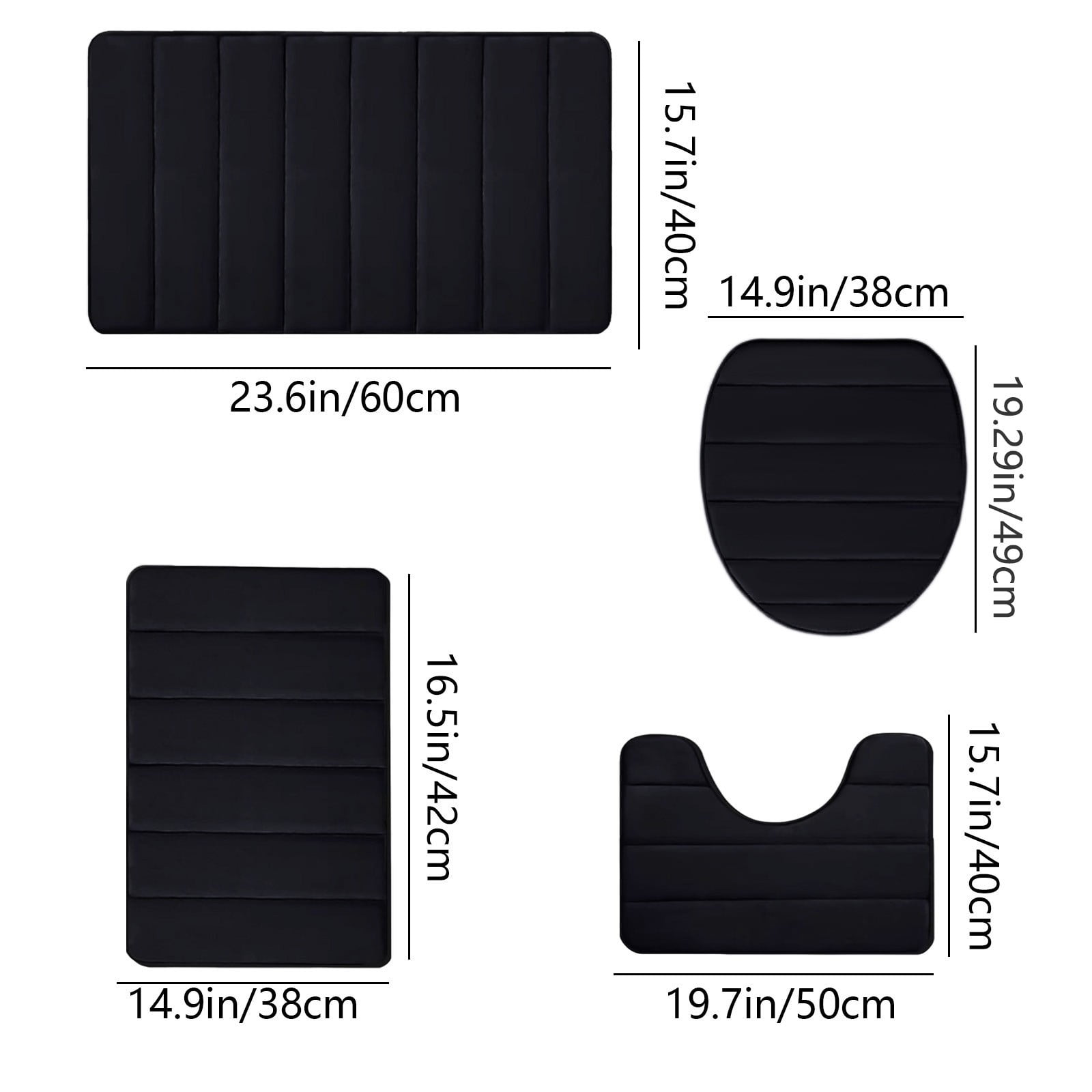 4 Piece Bathroom Rugs Bath Mat Set, Memory Foam Bath Mats for Bathroom, Bathroom Rug Set - Dries Quickly, Non-Slip,Th... - Image 3