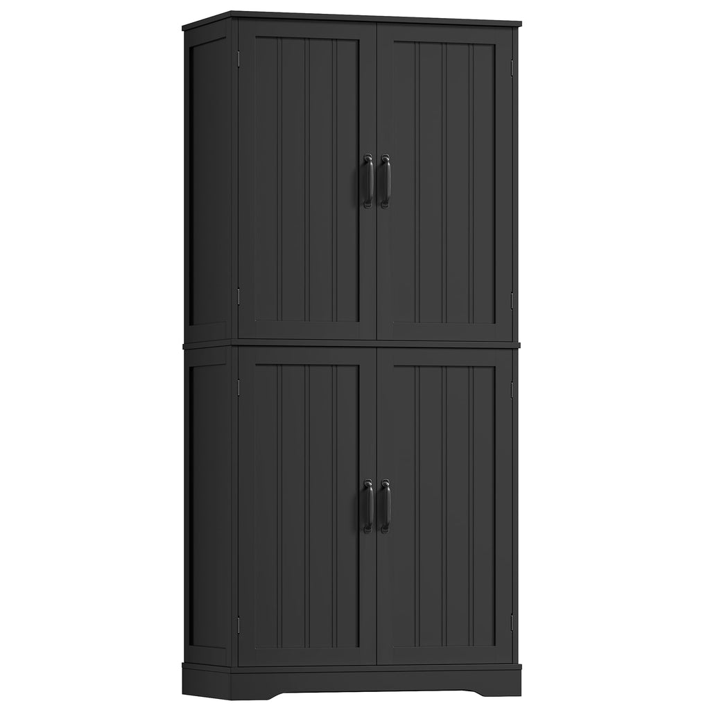71'' Bathroom Cabinet with 6 Storage Shelves, Freestanding Wooden Linen Cabinet for Living Room, Black - Image 3