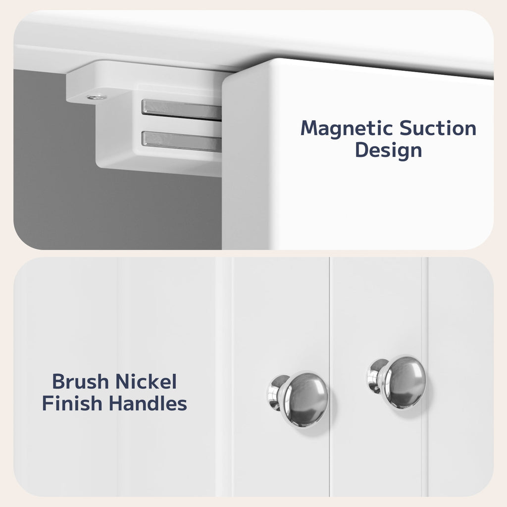 the Toilet Storage Cabinet, Bathroom Space Saver Organizer above Toilet with Adjustable Shelf & 2 Doors, White - Image 4