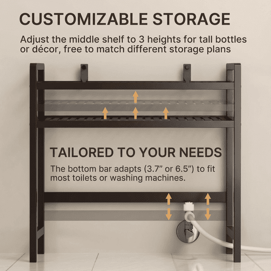 3-Shelf the Toilet Space Saver， the Toliet Storage Cabinet for Bathroom, Lavatory, Laundry - Dark Brown - Image 5