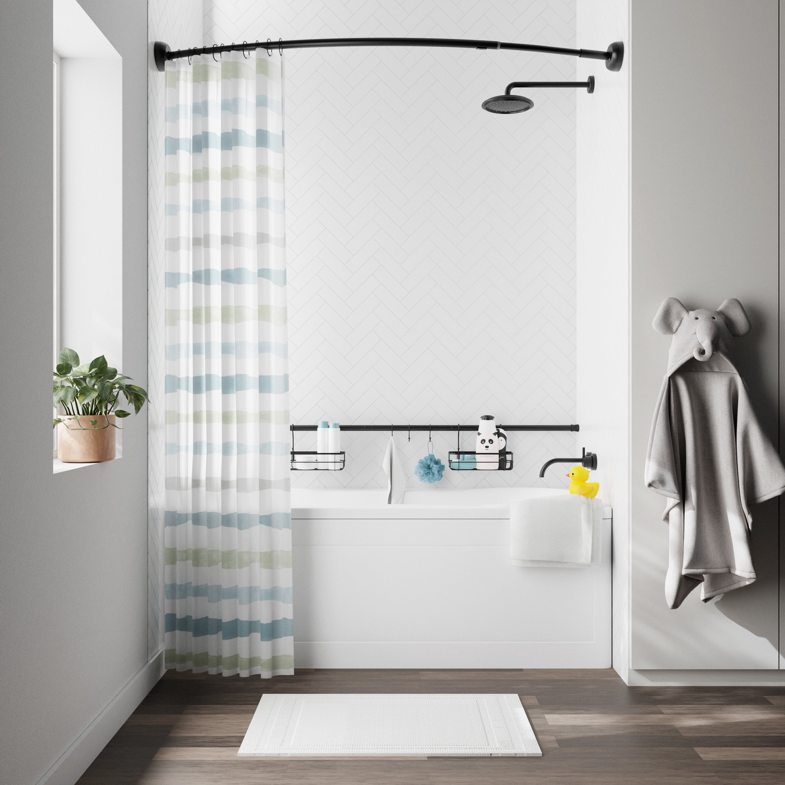 Steel Shower Caddy or Organizer for Bath, Pantry, Closet, Adjusts 26" - 76", Matte Black - Image 2
