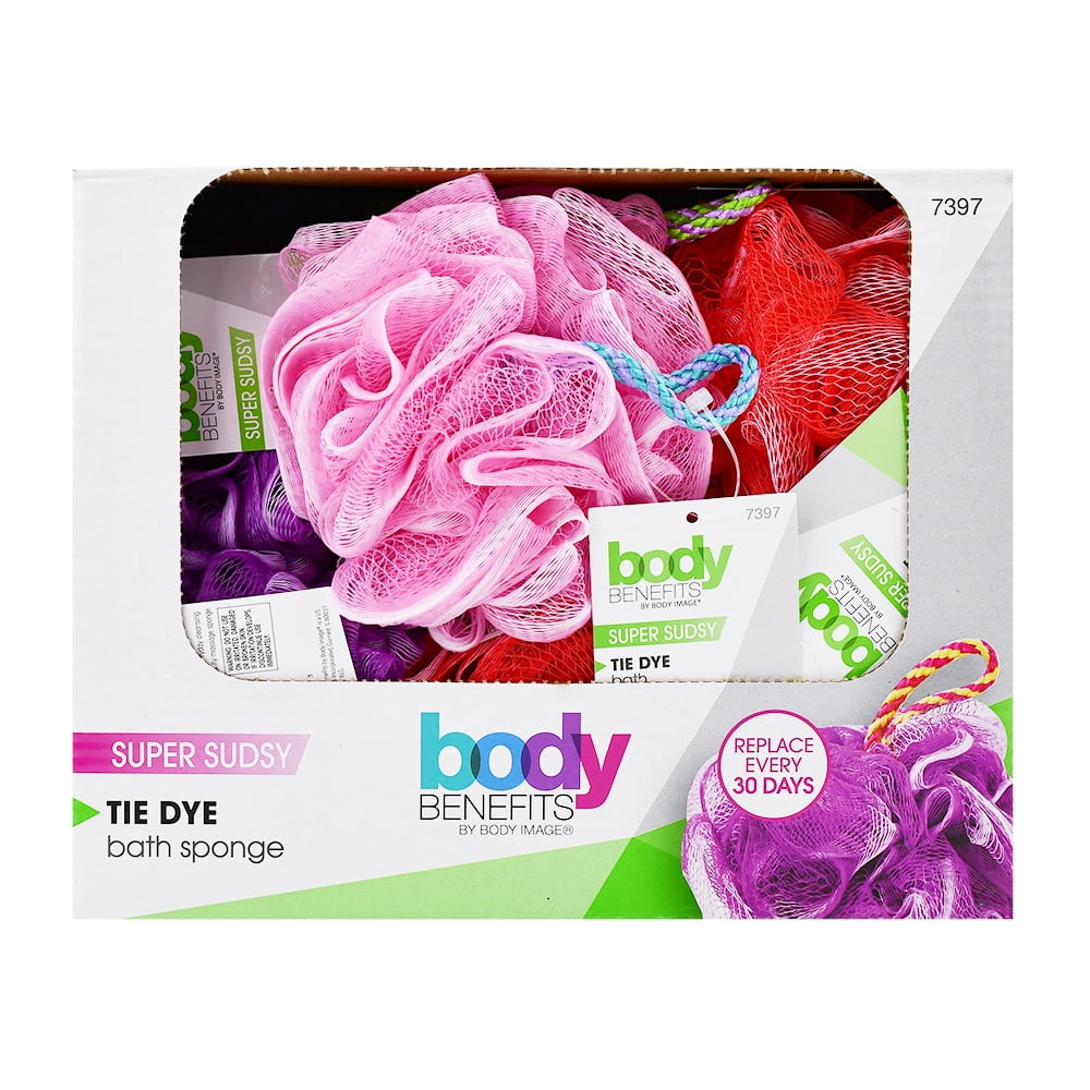 (4 pack) Body Benefits Mesh Tie Dye Loofah, Exfoliating Bath Sponge, Colors May Vary, for Kids, 1 Count - Image 3