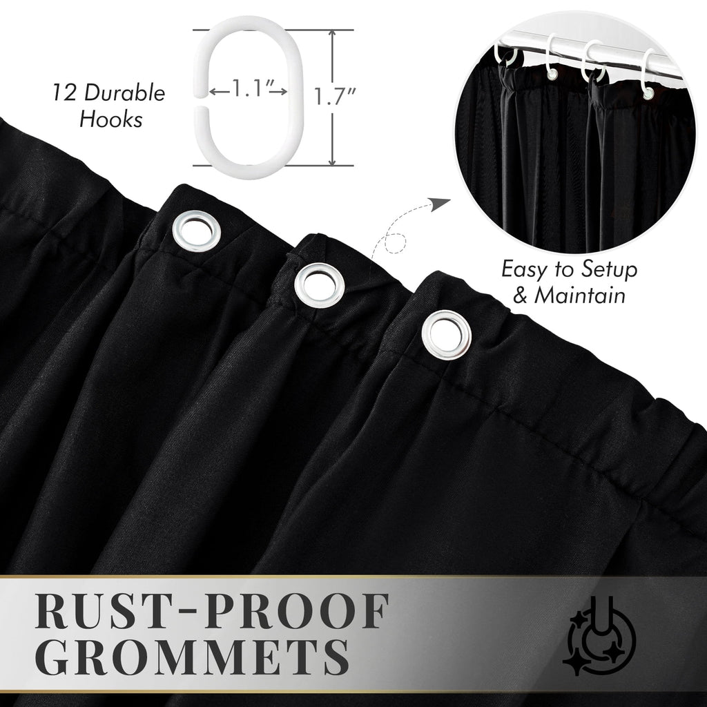 Curtain,Black Tiered Fabric Bathroom Curtain for Farmhouse Decor,72 x 72 Inch - Image 4