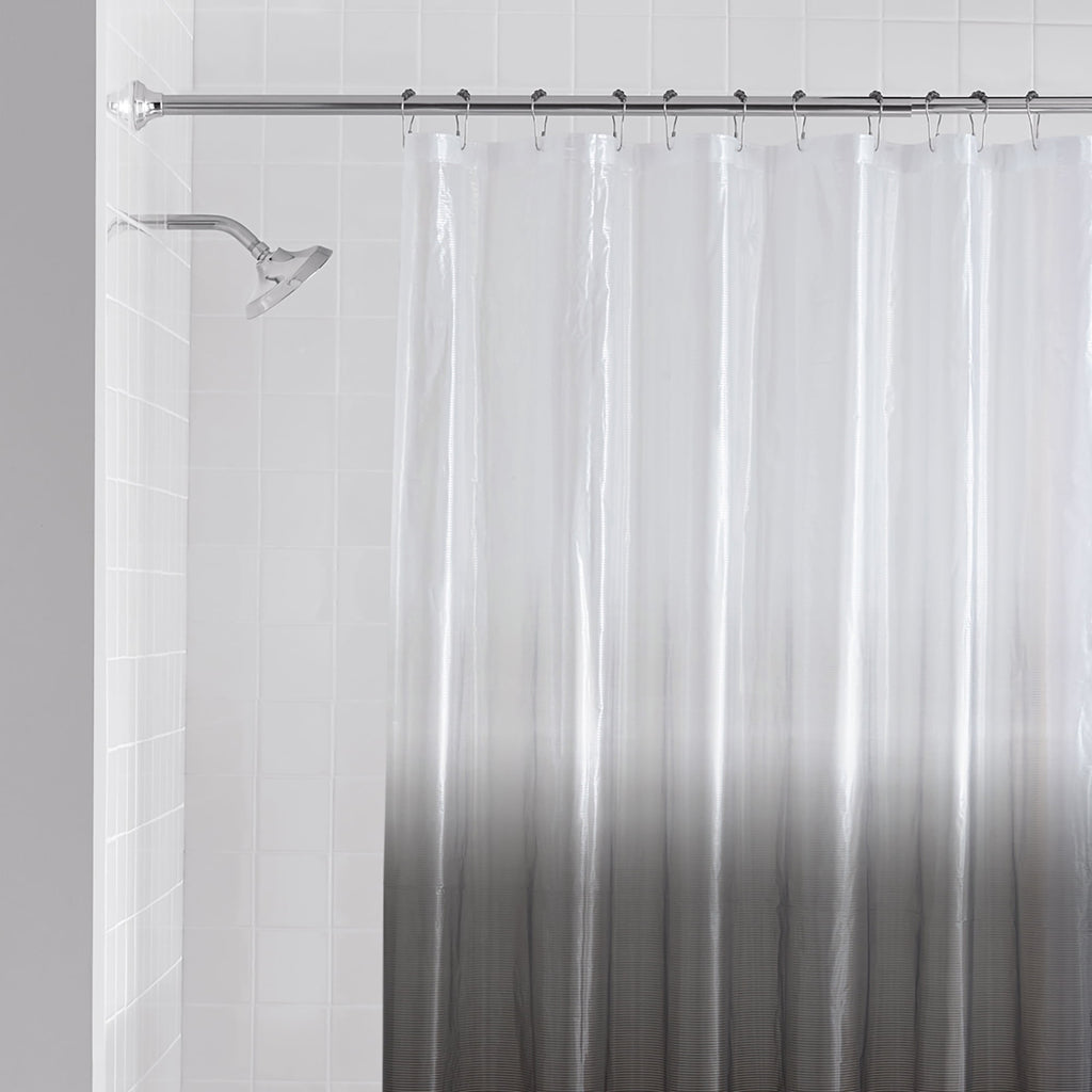 Recycled Dip Dye Black Ombre Shower Curtain Set with Hooks - 12 Hooks - Image 5