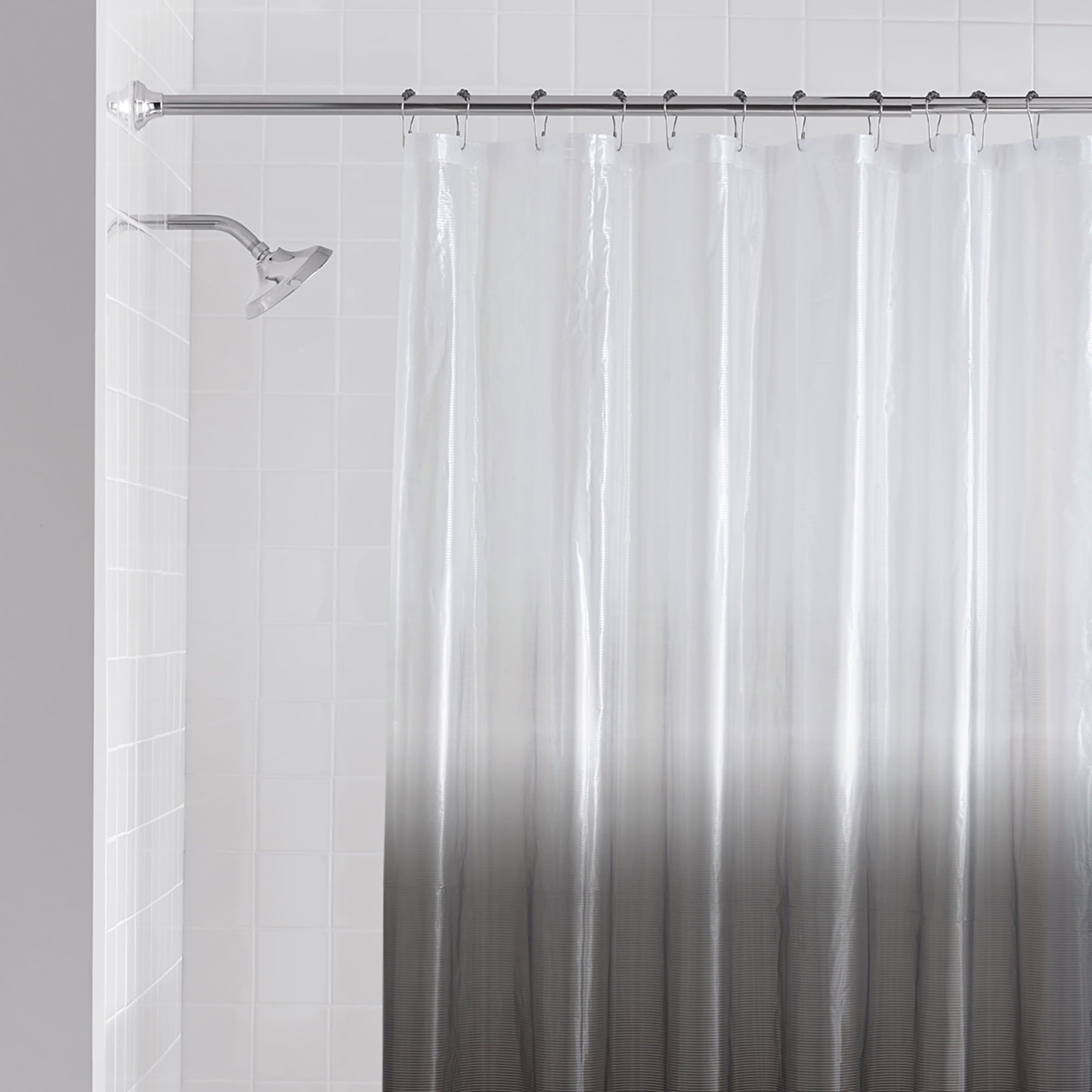 Recycled Dip Dye Black Ombre Shower Curtain Set with Hooks - 12 Hooks - Image 5