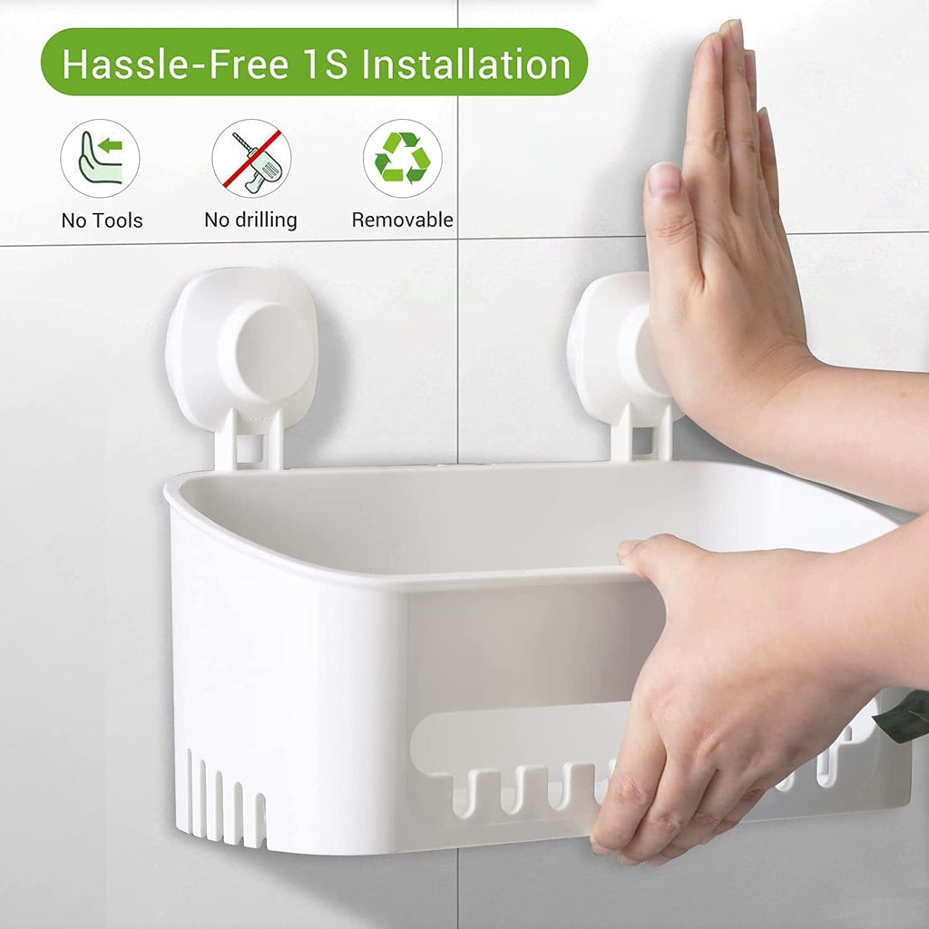 Cup Shower Caddy, No-Drill Removable Shower Organizer with Hook Slots, 22 lbs Heavy Duty Shower Storage, Waterproof S... - Image 4