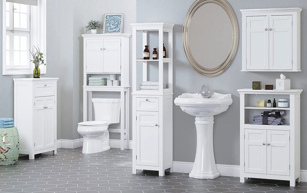 Cabinet with Adjustable Shelf, Space-Saving Bathroom Organizer, White - Image 6