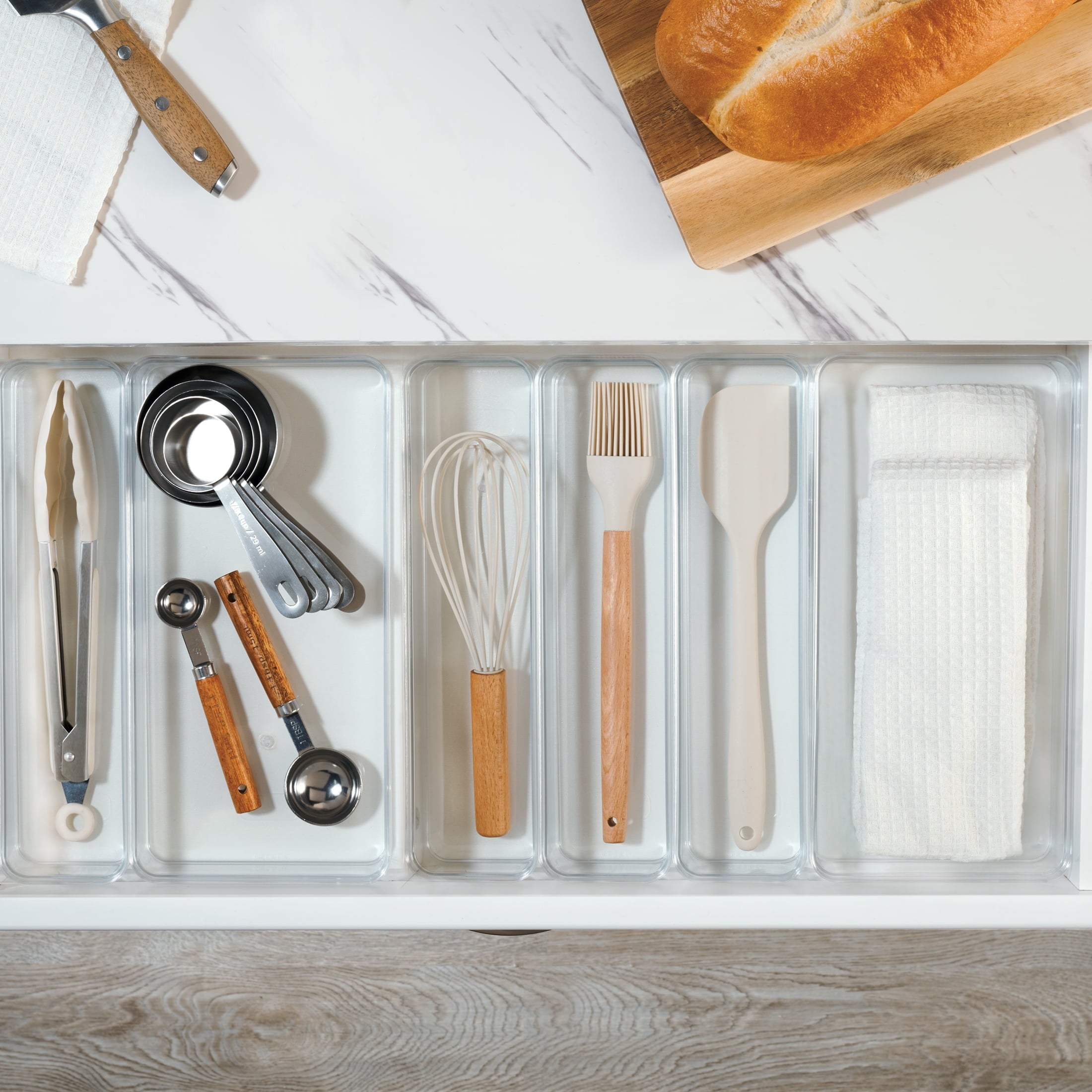 6-Piece Clear Plastic Drawer Storage Organizer Set, Kitchen, Desk and Bathroom Drawer Organizer Bins for Home Organiz... - Image 6