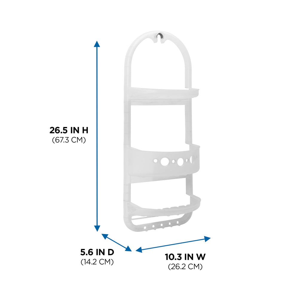 Mainstays Large Over the Shower Caddy with Shelves and Deep Basket, Heavy Duty Plastic, Frosty Finish - Image 6