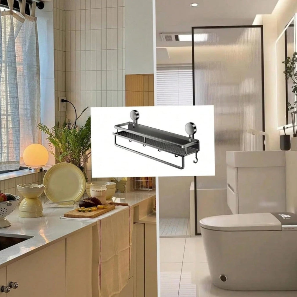 Shower Caddy Suction Cup Large Capacity Wall-Mounted Shower Shelves with Hooks, Rustproof & Fast Draining Heavy Duty Bathroom Shelves for Ki - Image 6