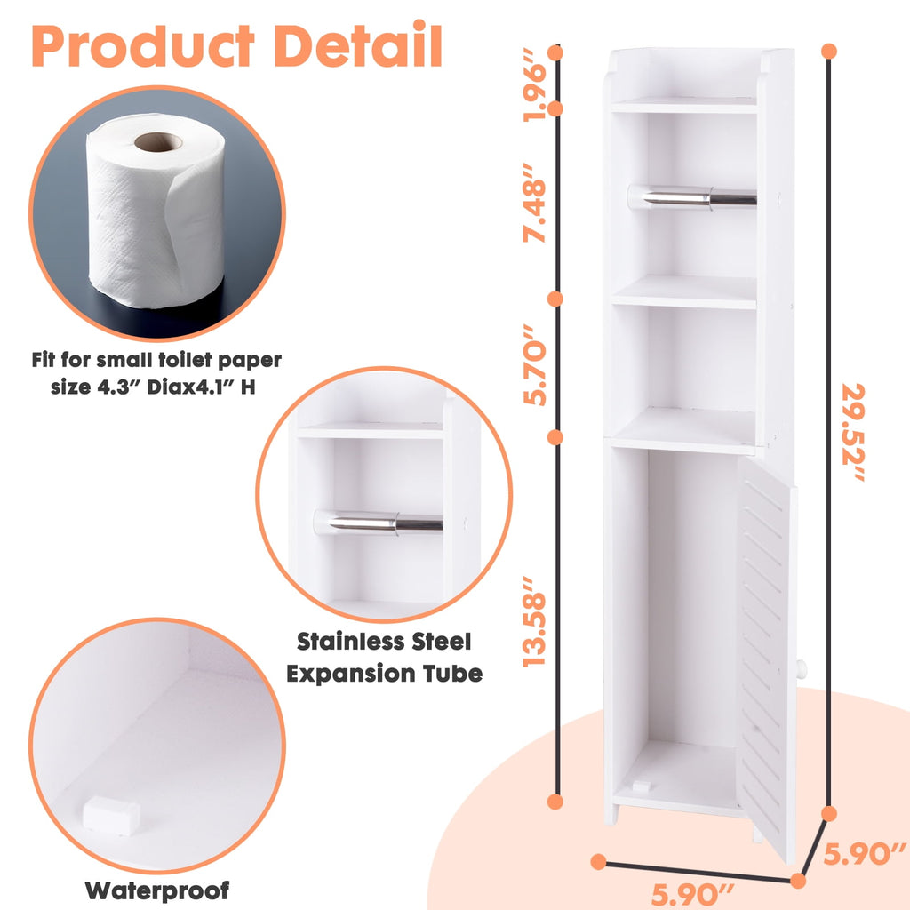 Bathroom Storage Cabinet with Doors and Shelves, Freestanding Toilet Paper Holders Stand Storage Cabinet Organizer Sh... - Image 3