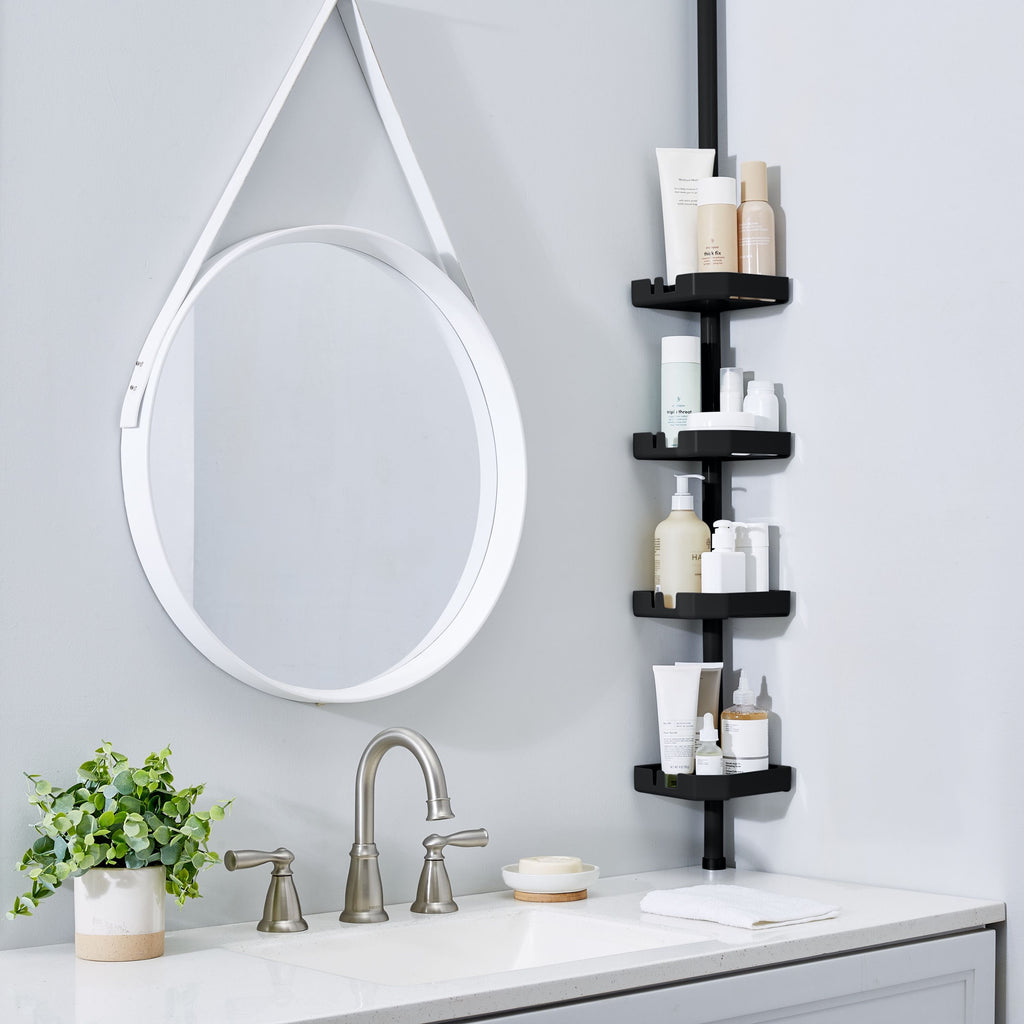 Bath Bliss 4 Shelf Tension Plastic Corner Shower Organizer Caddy in Matte Black - Image 5