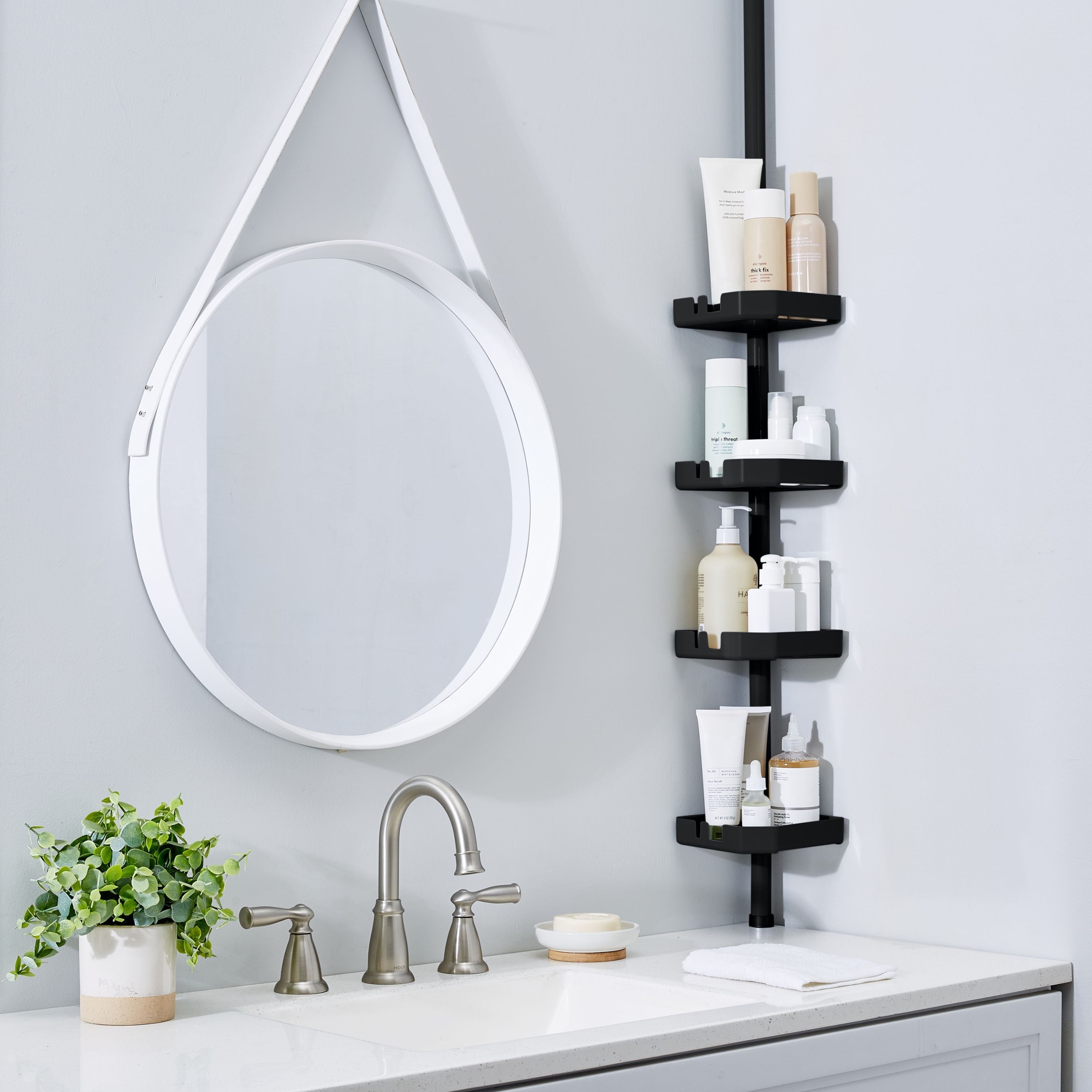 Bath Bliss 4 Shelf Tension Plastic Corner Shower Organizer Caddy in Matte Black - Image 5