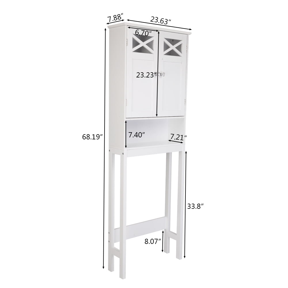 the Toilet Storage, Bathroom Storage Cabinet Organizer with Adjustable Shelf Double Doors, White - Image 6